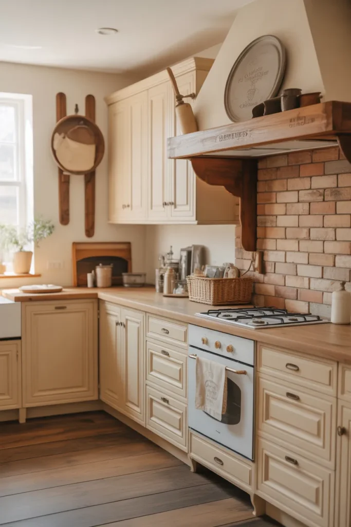 Farmhouse Cabinets in Warm Cream Tones