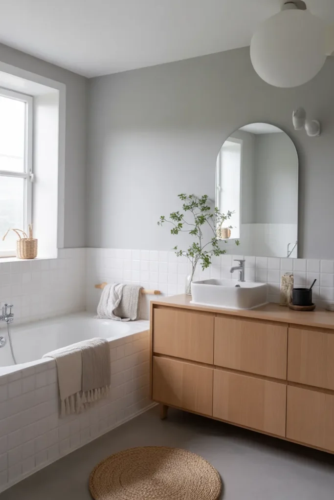 Scandinavian Small Bathroom with Tub