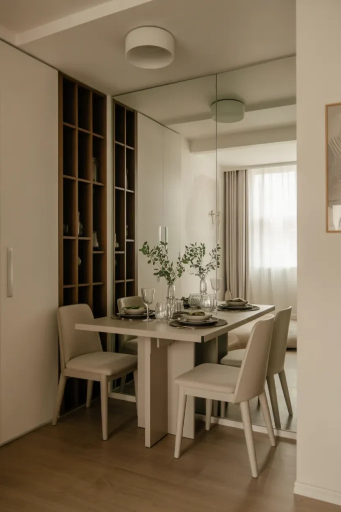   Small Dining with Mirror Accent Wall