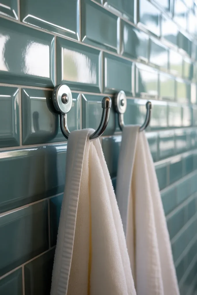 Towel Hooks Mounted on Tile