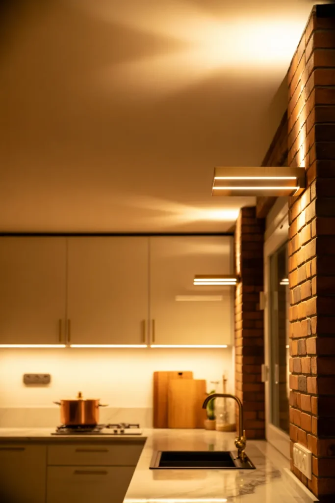 Very Small Kitchen With Wall-Mounted Lighting