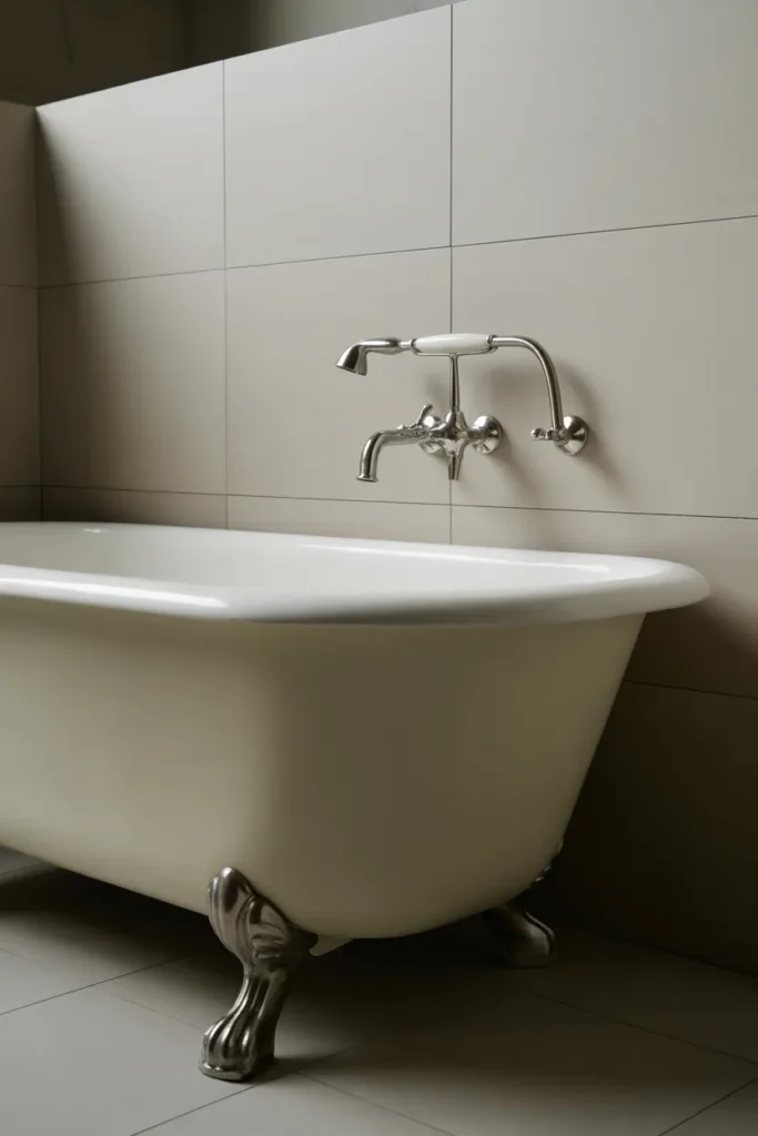 Clawfoot Tub with Wall-Mounted Faucet