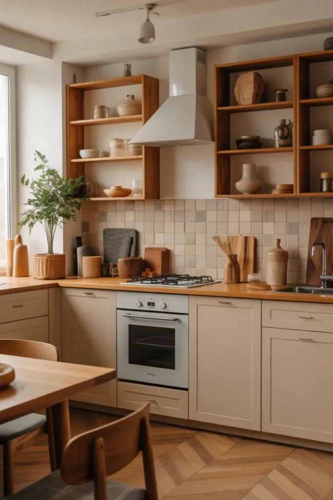  Cozy Small Kitchen with Natural Materials