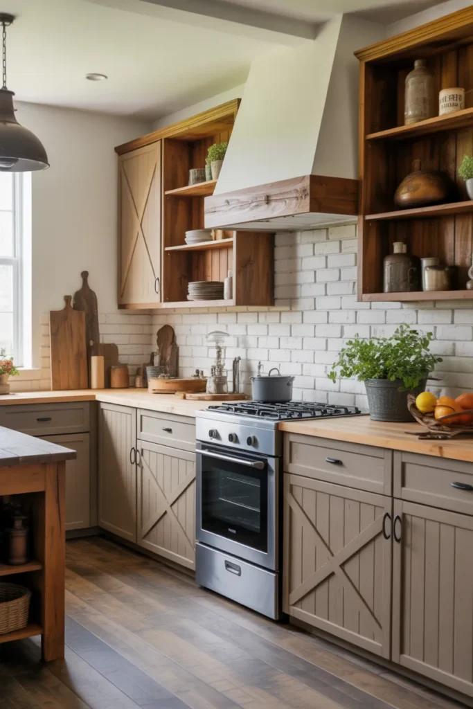 Farmhouse Cabinets with Barn-Style Details