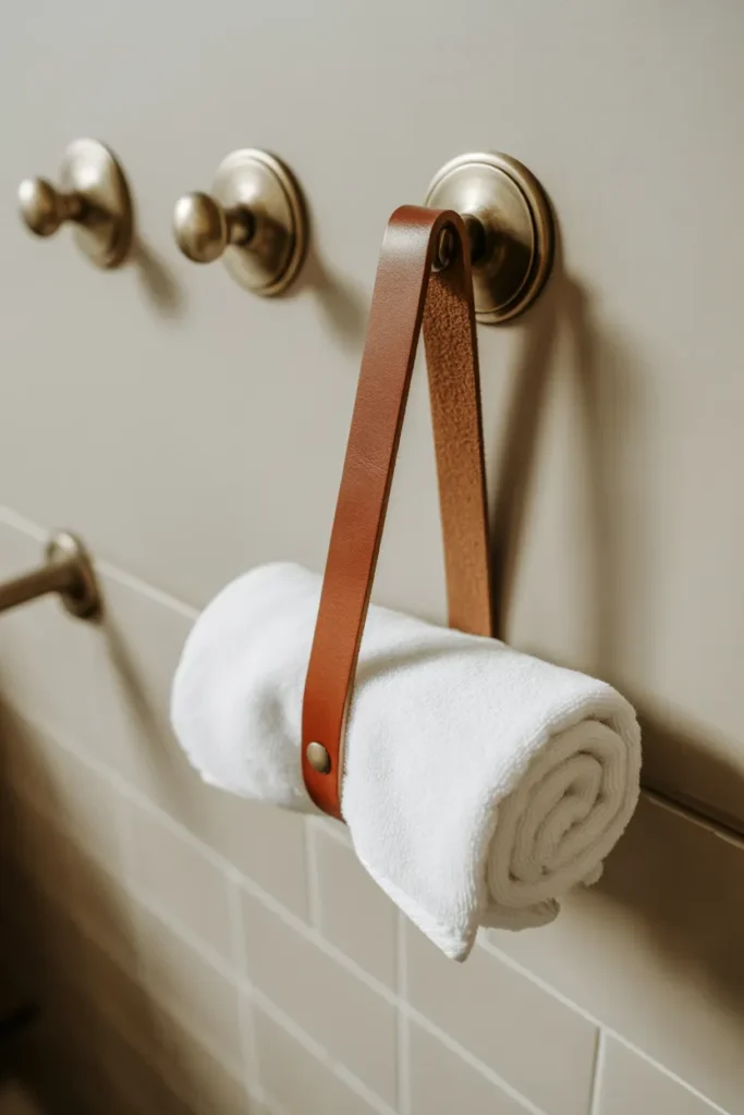 Leather Strap Towel Holder