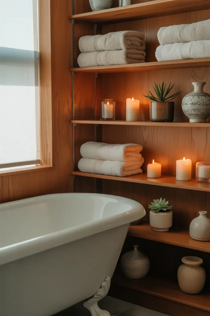 Clawfoot Tub with Built-In Shelving