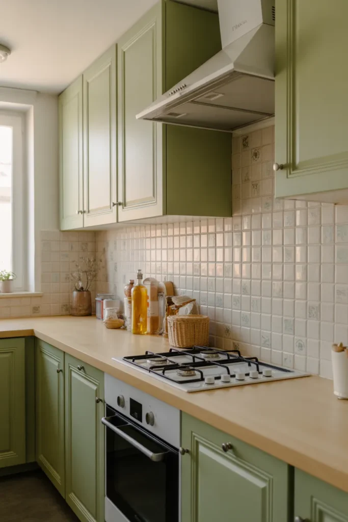 Cozy Small Kitchen With Textured Backsplash