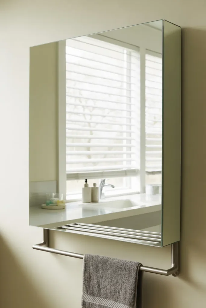 Mirrored Cabinet with Towel Bar