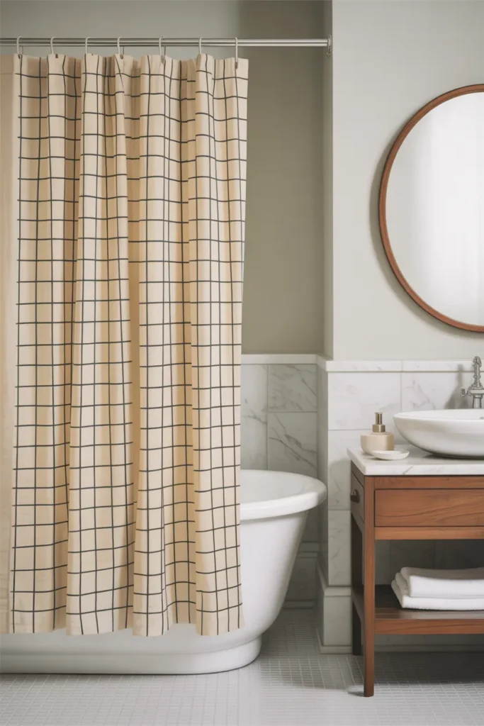 Modern Grid Pattern Shower Curtain