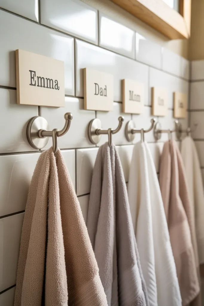 Towel Hooks with Name Labels