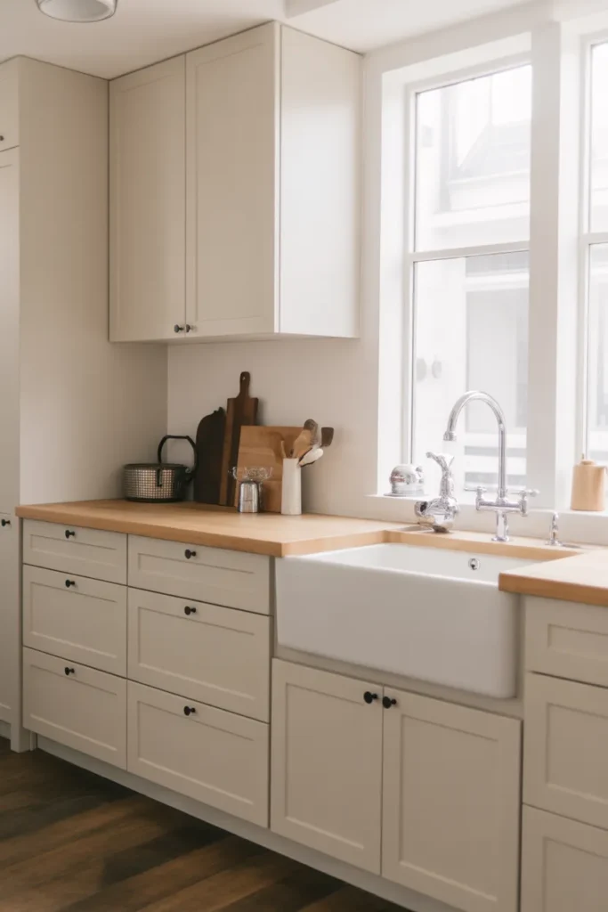 Farmhouse Sink with Minimalist Cabinetry