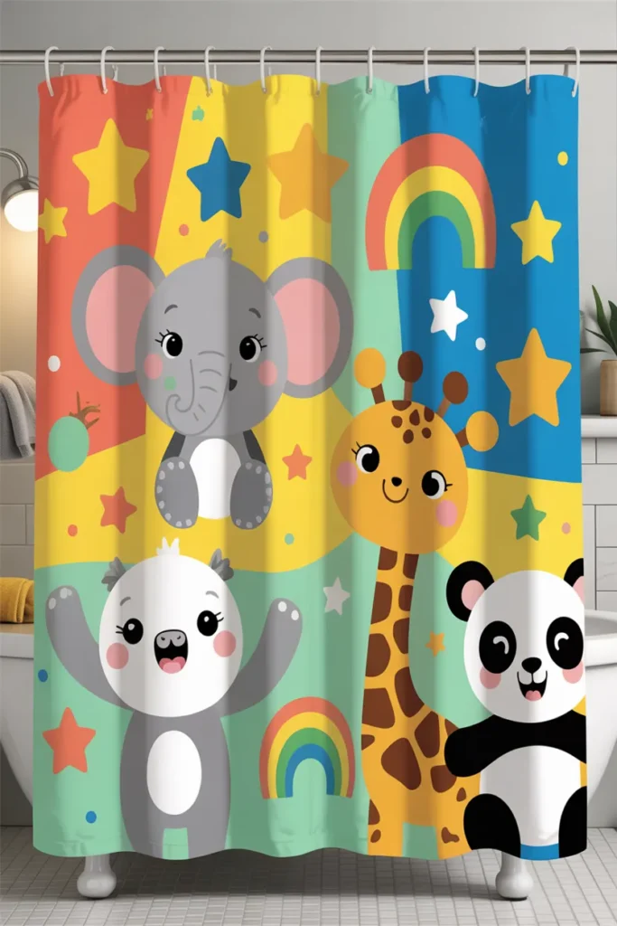 Kids-Friendly Fun Print Shower Curtain