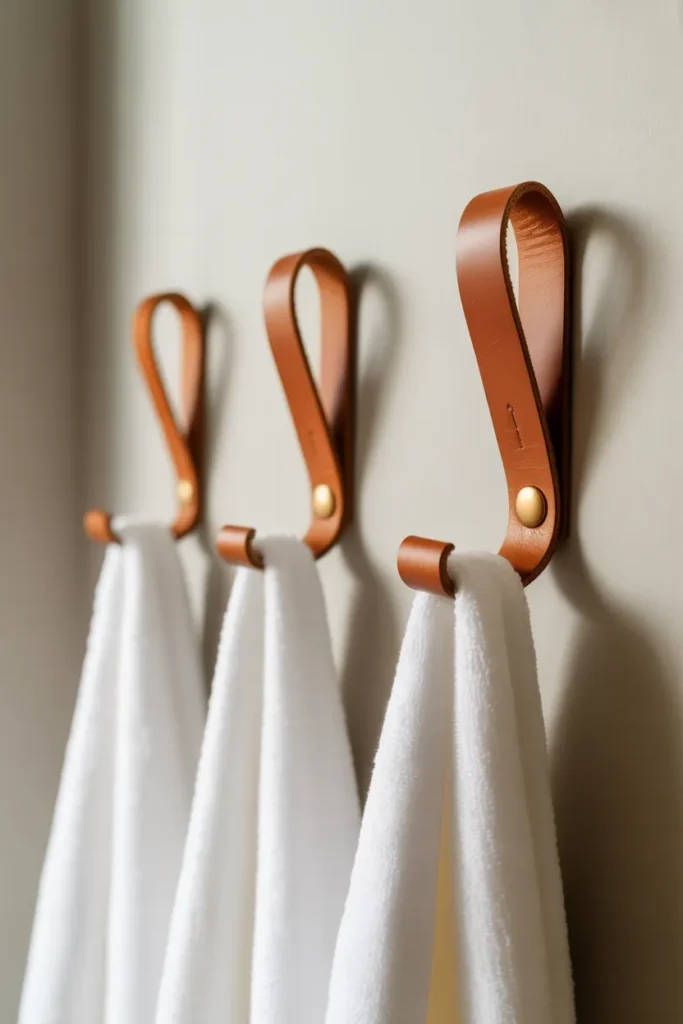 Leather Strap Towel Hooks