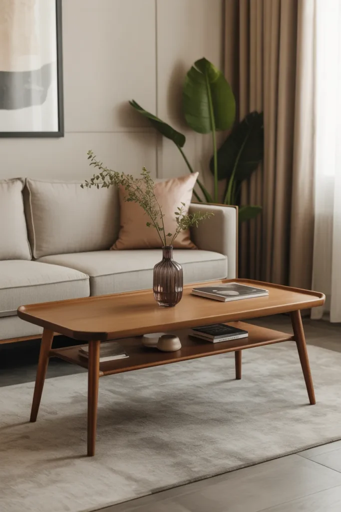  Mid Century Coffee Table with Tapered Frame