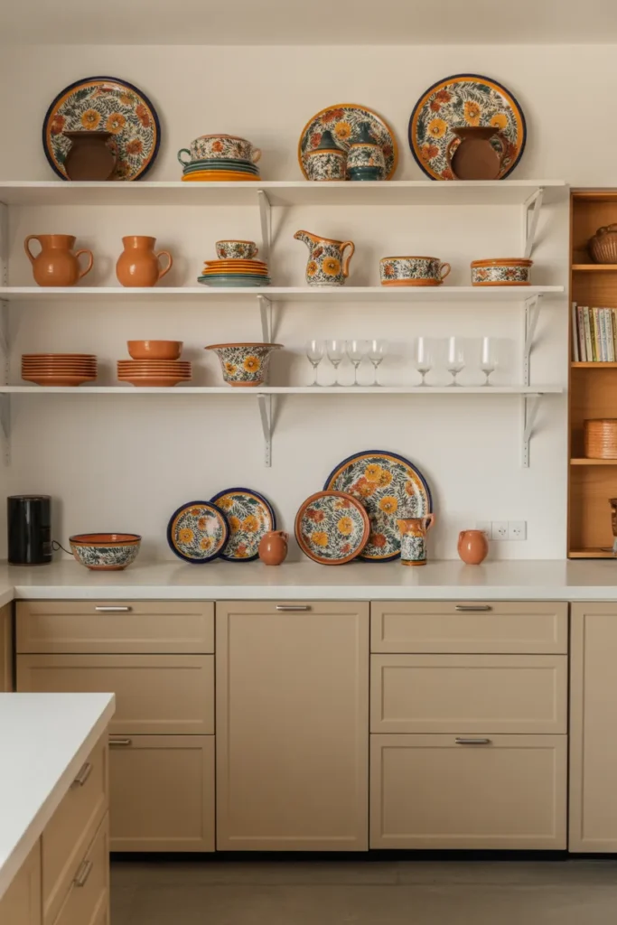 Modern Mexican Kitchen Open Shelving