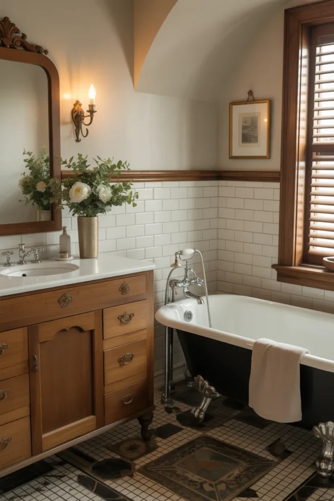 Clawfoot Tub with Antique Vanity
