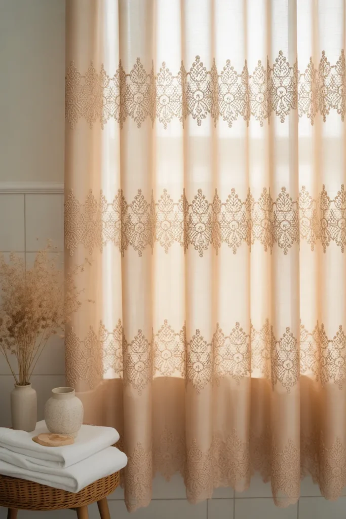 Elegant Lace-Inspired Shower Curtain