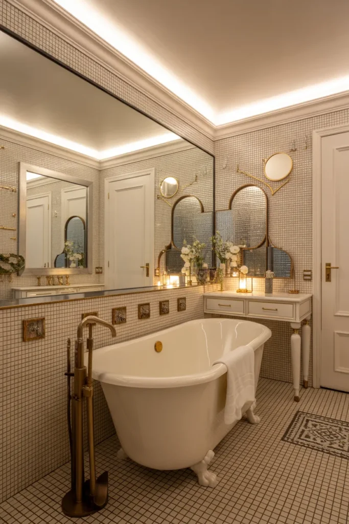 Glam Bathroom with Freestanding Tub