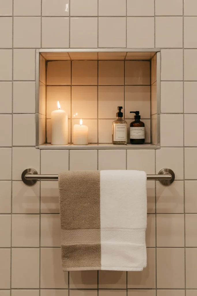Built-In Wall Niche with Towel Bar