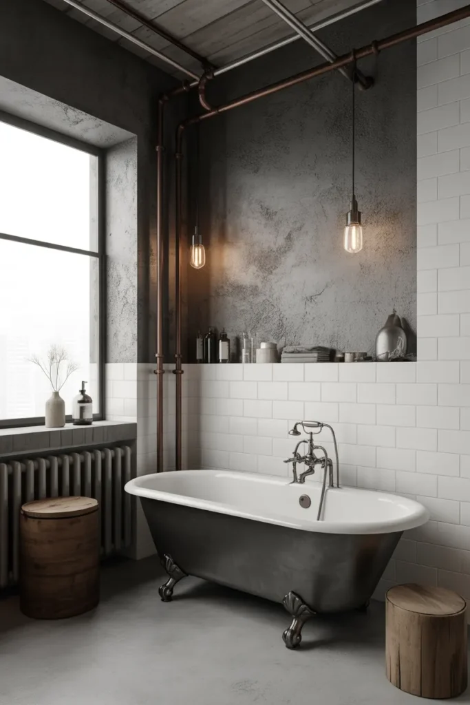 Clawfoot Tub with Industrial Touches