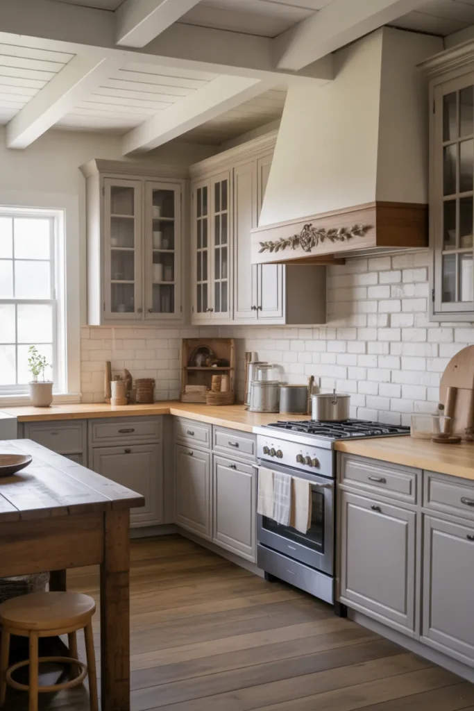 Farmhouse Cabinets with Rustic Gray Finish