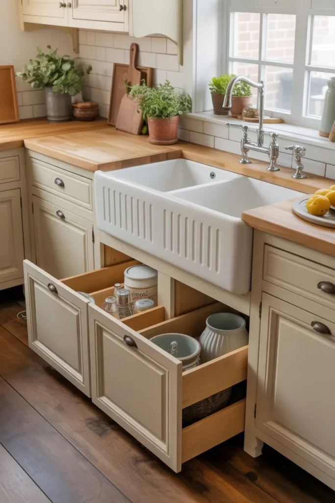 Farmhouse Sink with Integrated Cabinet Storage