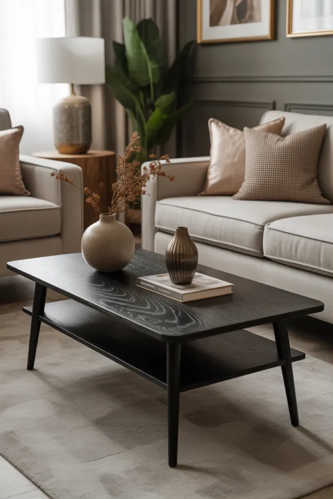  Mid Century Coffee Table with Black Finish