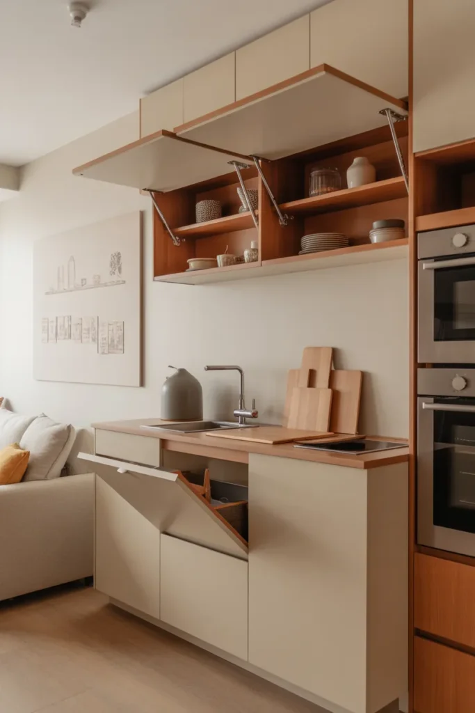  Small Apartment Kitchen with Foldable or Pull-Out Surfaces