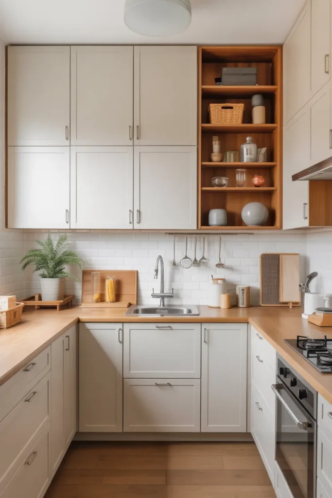 Very Small Kitchen With Ceiling-Height Cabinets