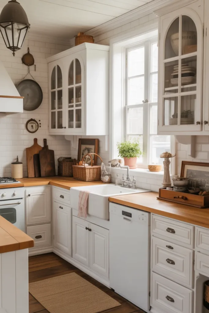  White Farmhouse Kitchen with Vintage-Inspired Details