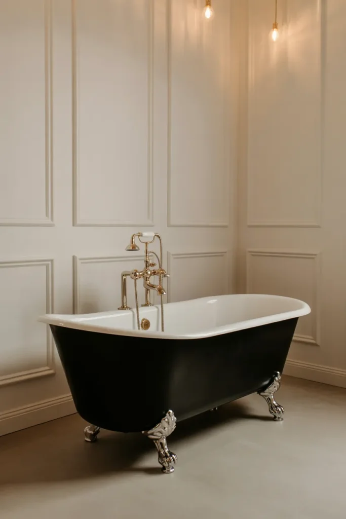 Black Clawfoot Tub for Bold Contrast