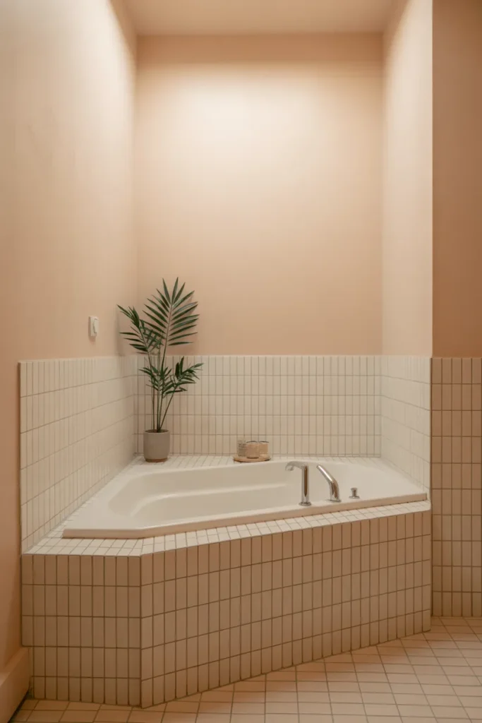 Corner Tub with Soft Neutral Tones