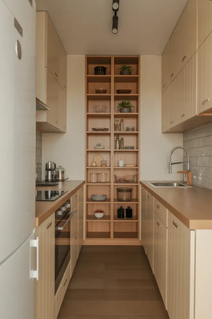 Cozy Galley Kitchen With Vertical Storage