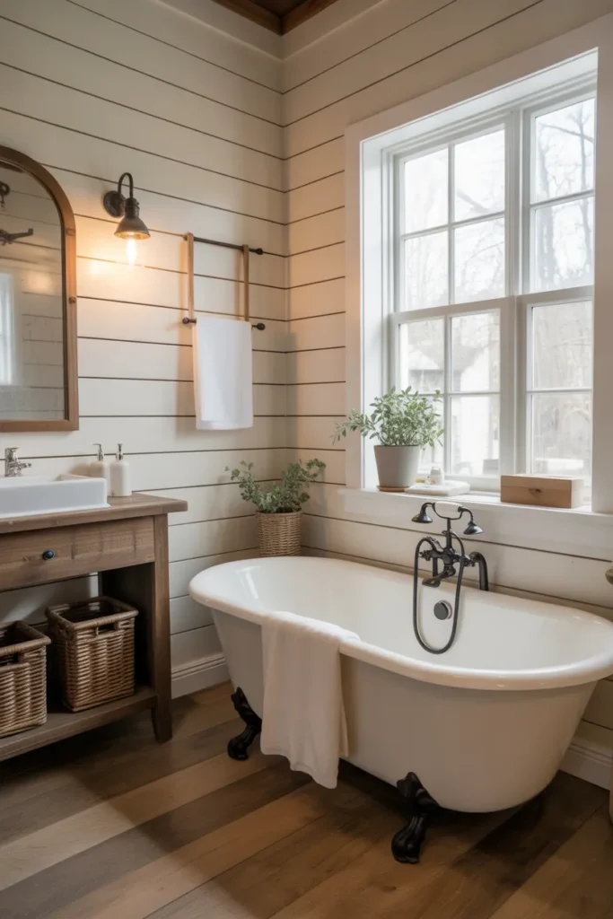 Farmhouse-Style Bathroom with Tub