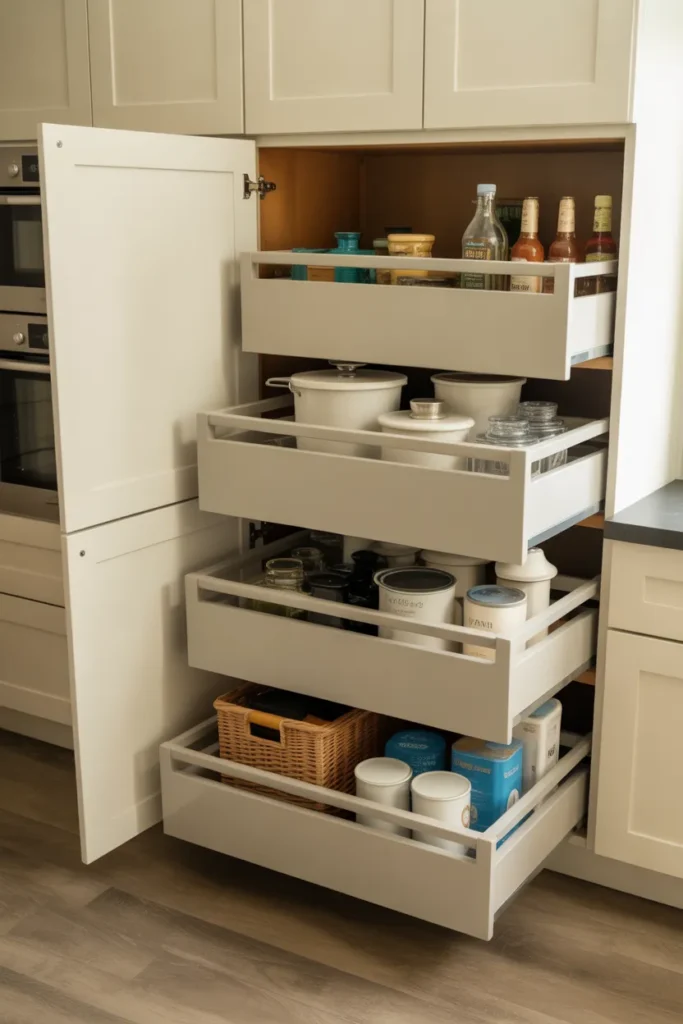 Install Pull-Out Drawers Inside Cabinets