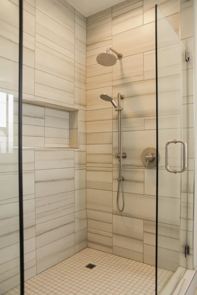 Light Oak Wood Look Tile Shower Walls