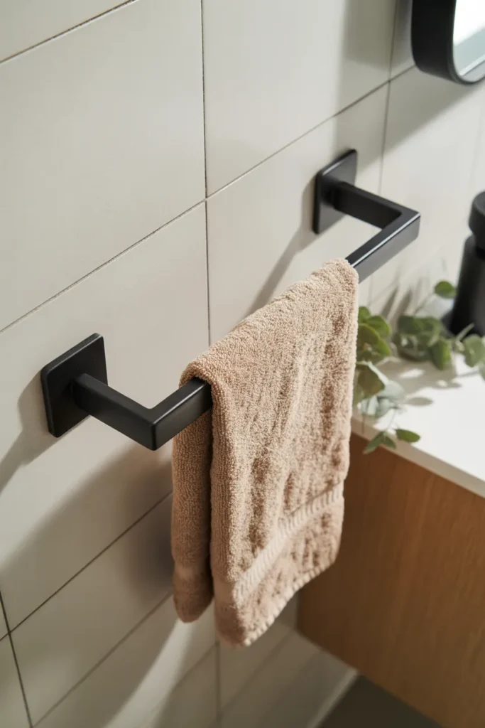 Matte Black Wall-Mounted Towel Bar