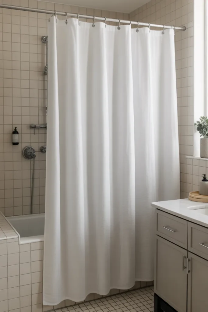 Minimalist White Shower Curtain