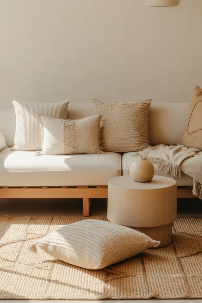 Neutral Mexican Living Room with Woven Textures