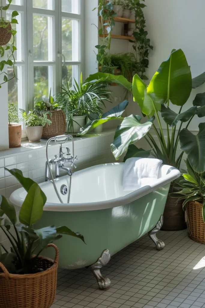 Clawfoot Tub with Greenery