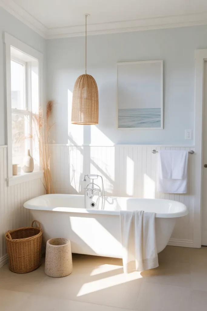 Coastal Small Bathroom with Tub