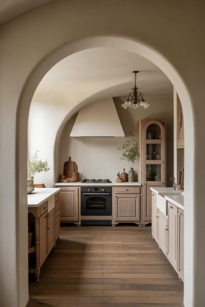 French Farmhouse Kitchen with Arched Doorways