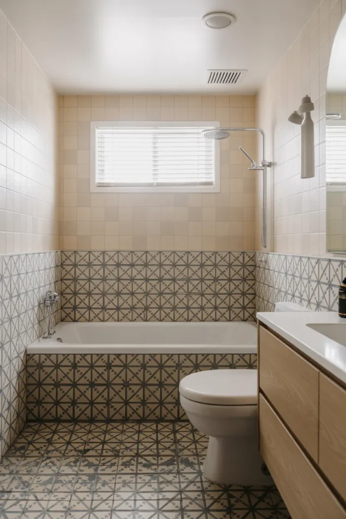 Modern Tile Bathroom with Tub