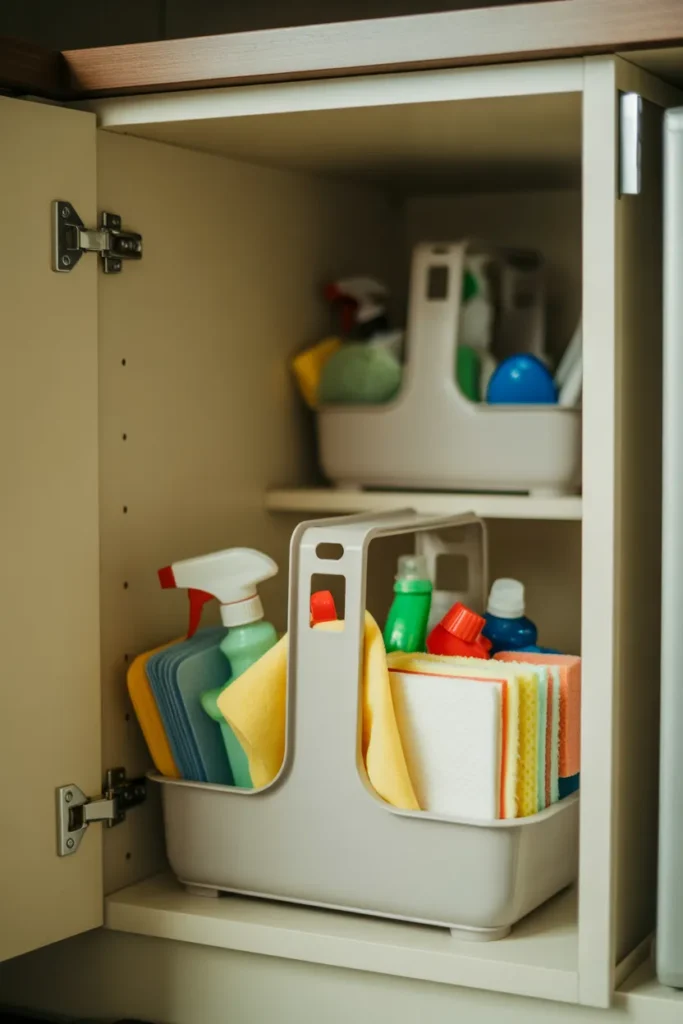   Store Cleaning Supplies in Caddies