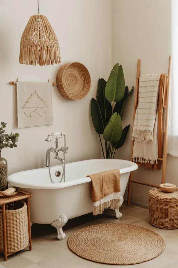 Clawfoot Tub in a Boho Bathroom