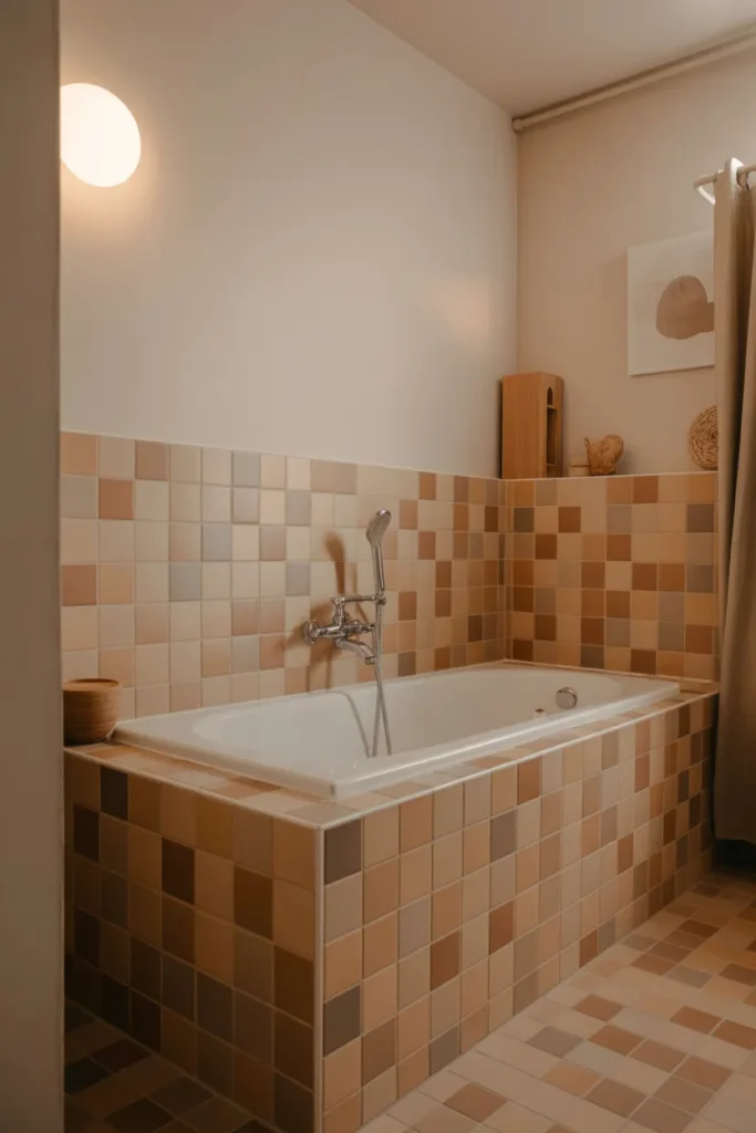 Small Bathroom with Tub and Warm Earth Tones