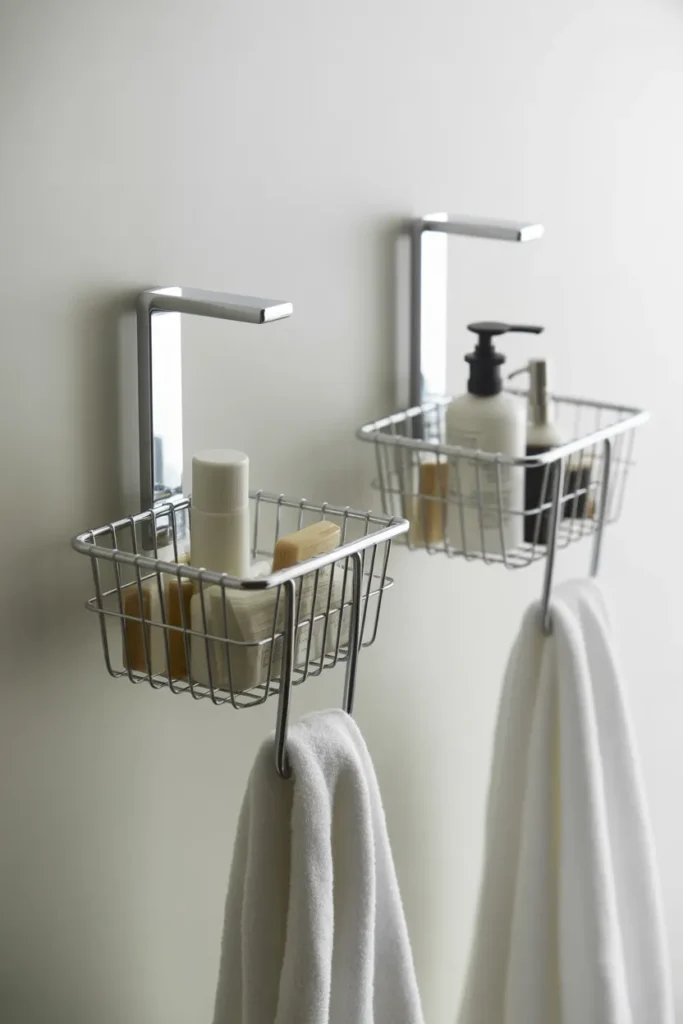 Towel Hooks with Small Storage Baskets