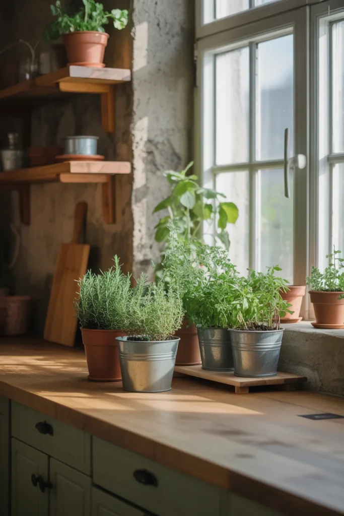  Rustic Kitchen with Indoor Herb Garden