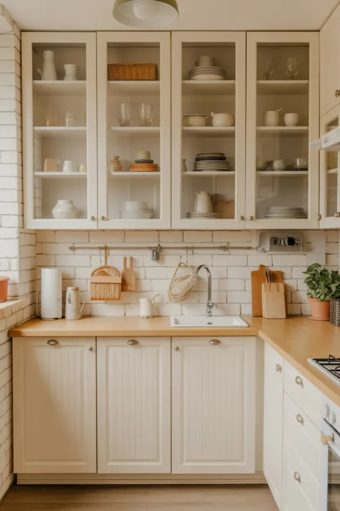 Very Small Kitchen With Glass Cabinet Doors