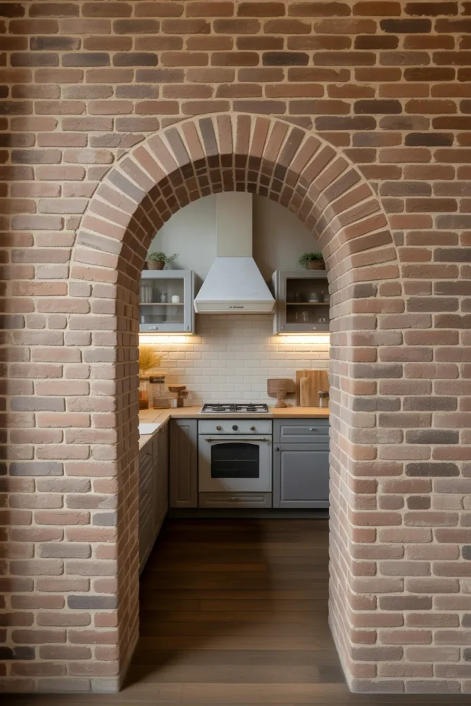   Brick Archway Leading to the Kitchen